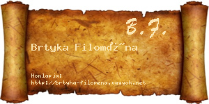 Brtyka Filoména névjegykártya